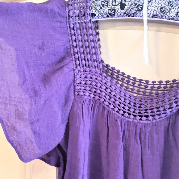 PRICE DROP 
SPENSE * BOHO Lace Purple Blouse Bell Sleeve Size MEDIUM - - Picture 6 of 14